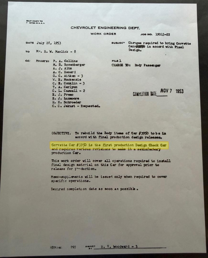 Chevrolet Engineering Work Order 19013-22