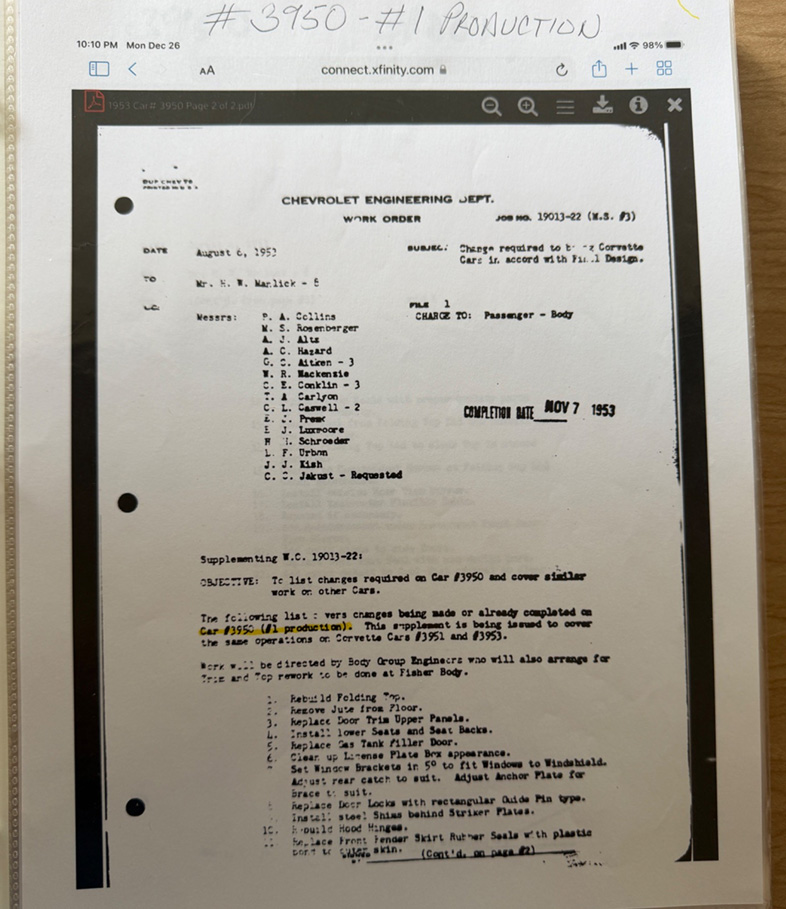 1953 work-order supplement