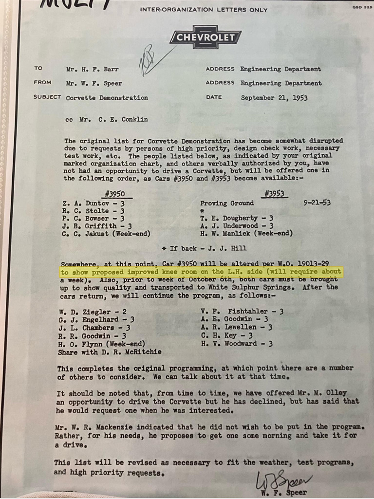 Chevrolet Engineering memorandum