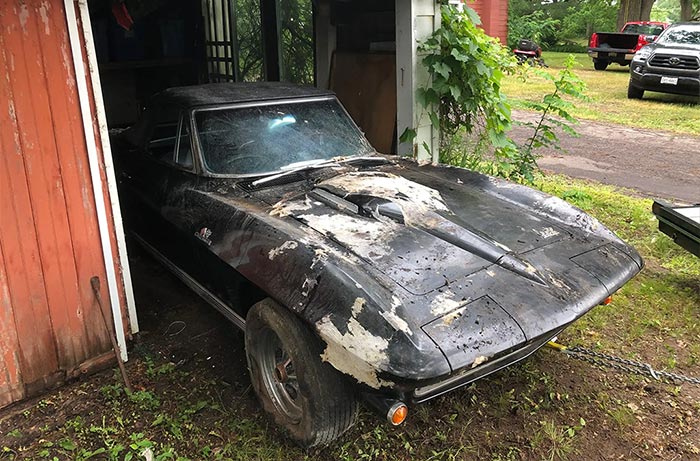 Corvettes for Sale: 1966 Corvette Convertible Project Car on Bring a Trailer