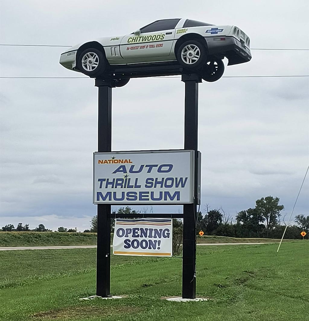 C4 Corvette Dressed as a Chitwood Thrill Car Turned Into a Museum Sign