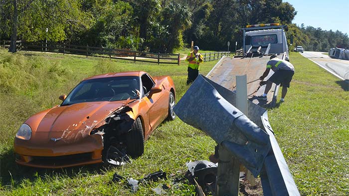 [ACCIDENT] C6 Corvette Goes Off Road to Avoid Out-of-Control Auto Transporter