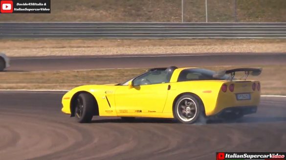 [VIDEO] Tire-Burning C6 Corvette Drifts Its Way Around Italy’s Modena Racetrack