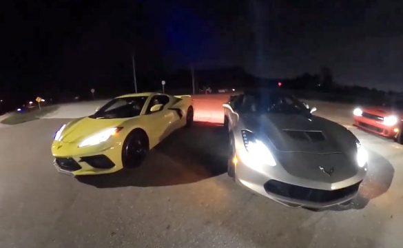 [VIDEO] C7 Corvette Z06 Reels In a Very Quick C8 Corvette Stingray