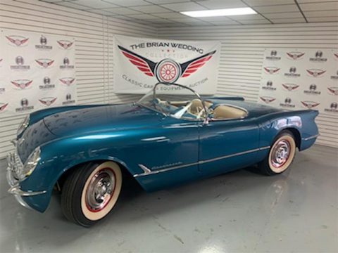Corvettes for Sale: No-Reserve 1954 Pennant Blue Corvette Roadster Offered at Auction