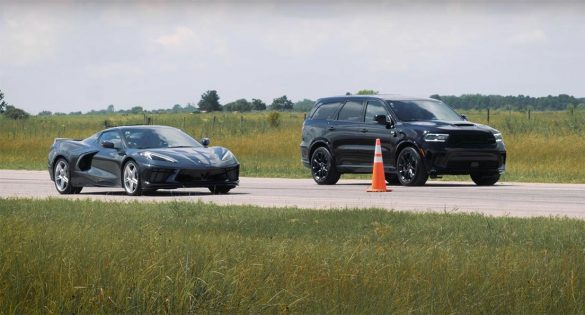 [VIDEO] Hennessey Races at Stock C8 Corvette Vs Tuned Dodge Durango