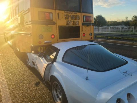 [ACCIDENT] C3 Corvette Gets Wedged Under a Florida School Bus