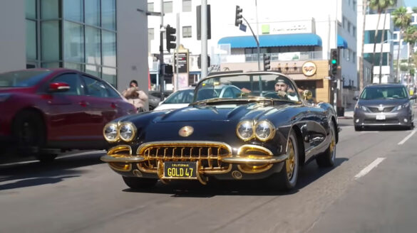 [VIDEO] Black, Gold-Plated 1947/59 Corvette with a &lsquo;Gangsta&rsquo; Past Taken for a Spin