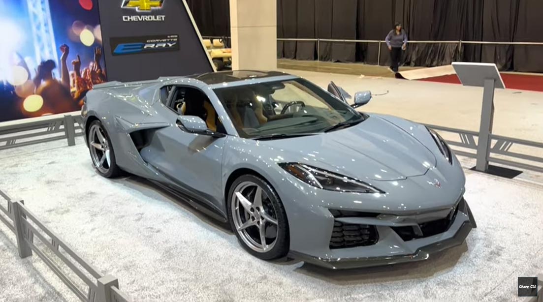 [VIDEO] Sea Wolf Gray 2024 Corvette ERay Explored at an Auto Show