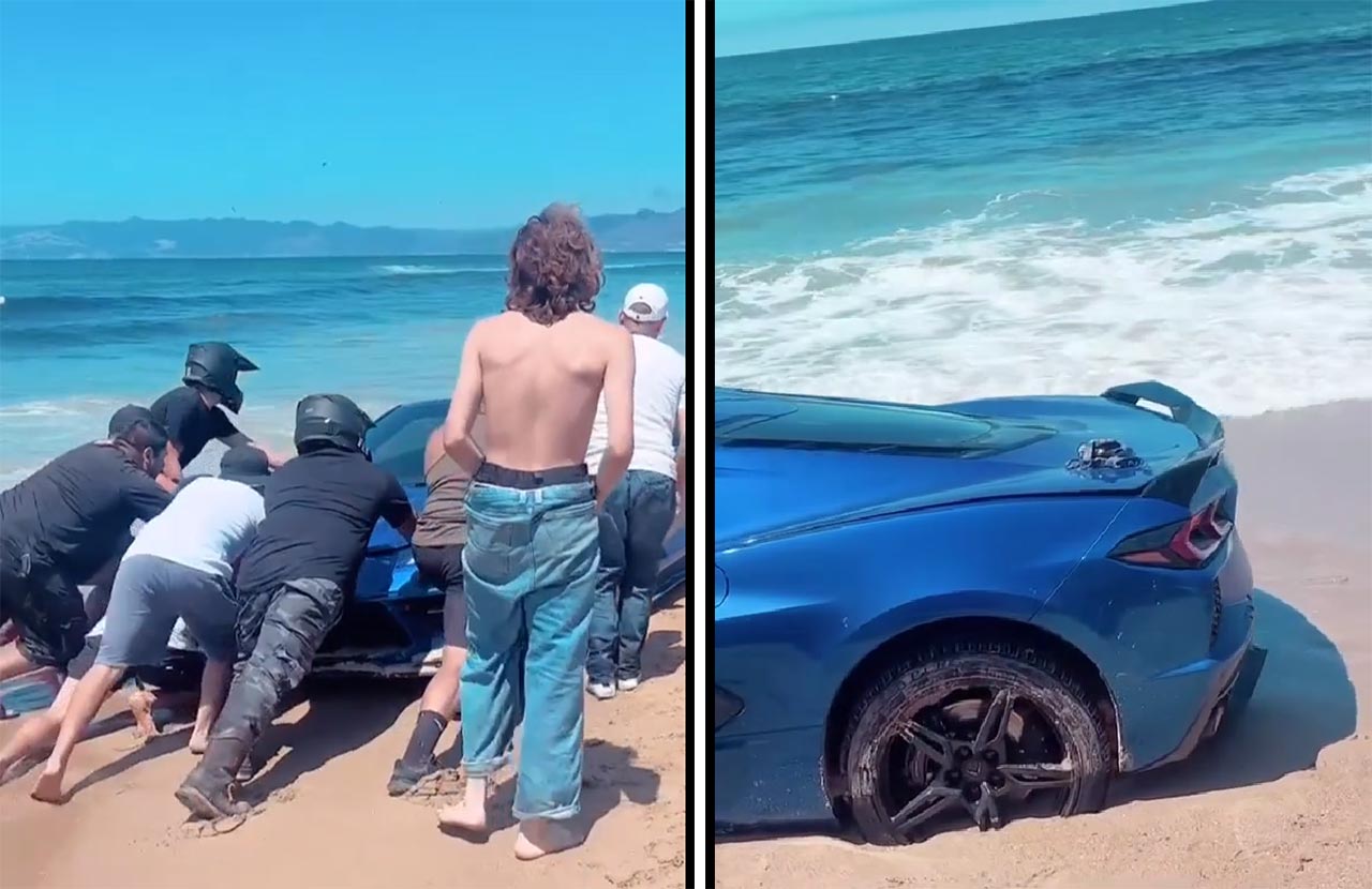 [VIDEO] Stingray Beached! C8 Corvette Driver Gets Stuck in the Sand ...