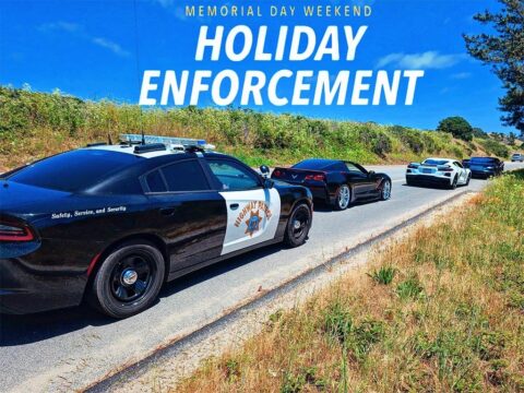 California Highway Patrol Officer Stops Five Corvettes for Speeding Over Memorial Day Weekend