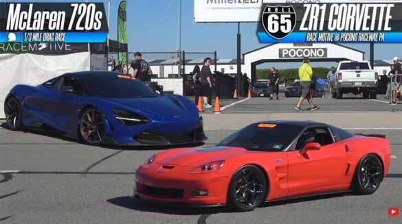 [VIDEO] C6 Corvette ZR1 Roll Races McLaren 720S at Pocono Speedway