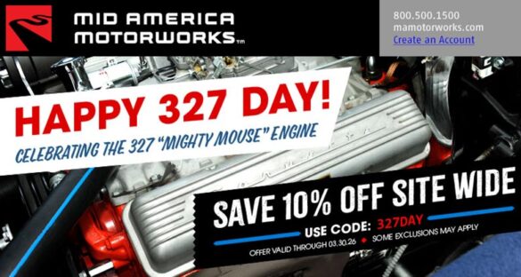 [VIDEO] Happy 327 Day! Save 10% at Mid America Motorworks!