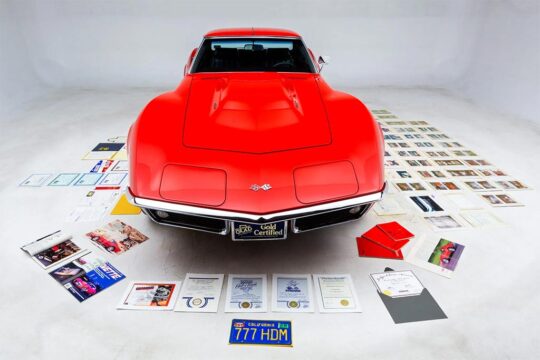 Corvettes for Sale: Highly Decorated Monza Red 1969 L88 Coupe on Bring a Trailer