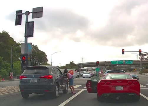 [VIDEO] Watch a Road Ragin’ Lady C6 Corvette Driver Stab the Front Wheel of an SUV