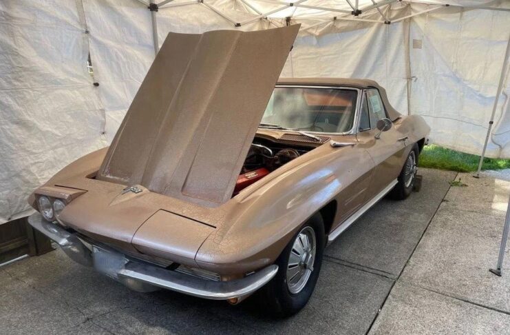 Corvettes for Sale: 1964 Corvette Convertible Parked for Two Decades Now Offered on eBay This 1964 Corvette Sting Ray Convertible that's been tucked away for two decades still wears its original Saddle Tan paint, matching interior, and beige soft top. After 20 years off the road, it's finally blinking back into the daylight and looking for a new home.