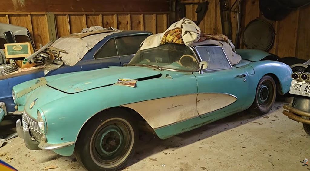 [VIDEO] Dual Quad 1956 Corvette Explored by Steve Magnante During Junk Yard Crawl